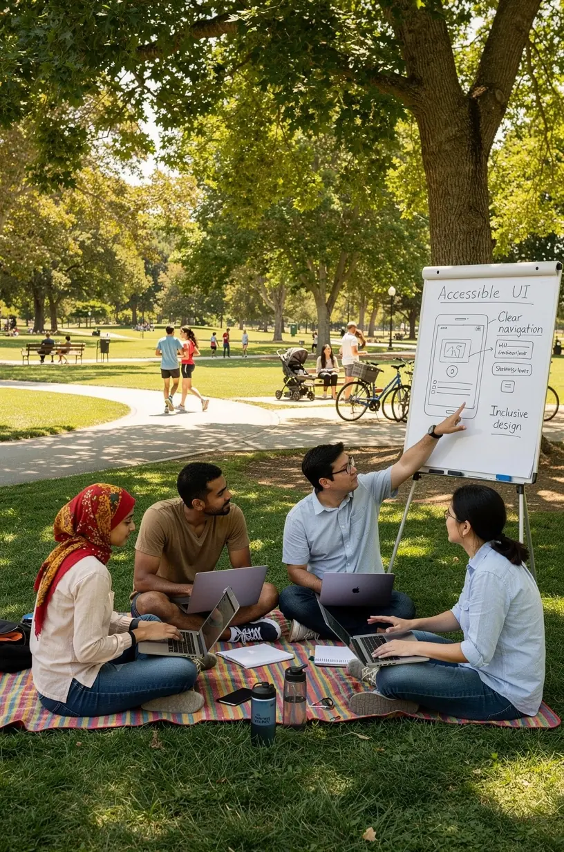 Accessible software dashboard displaying clear icons and large text for ease of use.